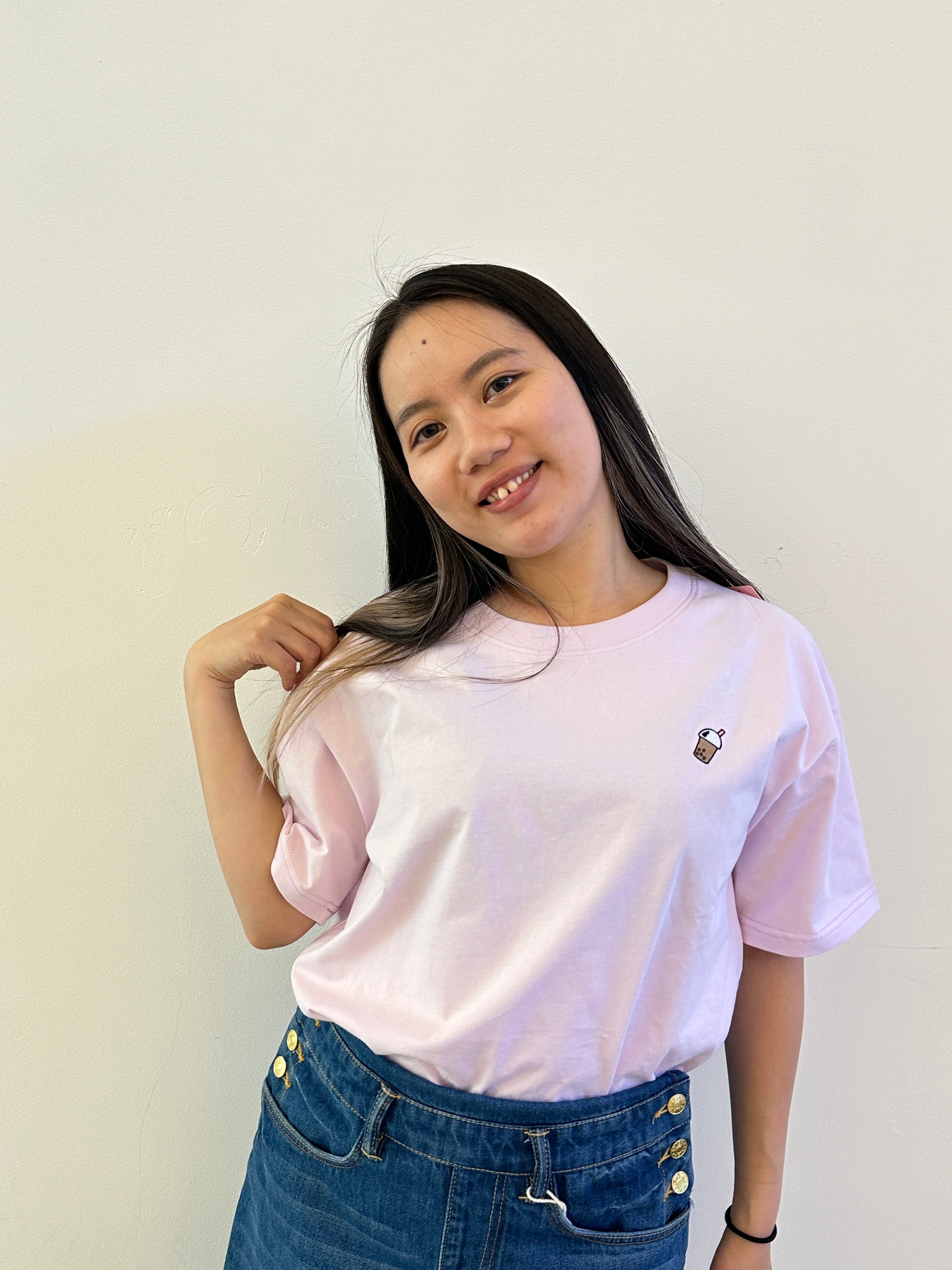 Bubble Tea Embroidered Unisex T-Shirt – 100% Cotton 珍珠奶茶刺繡中性T恤