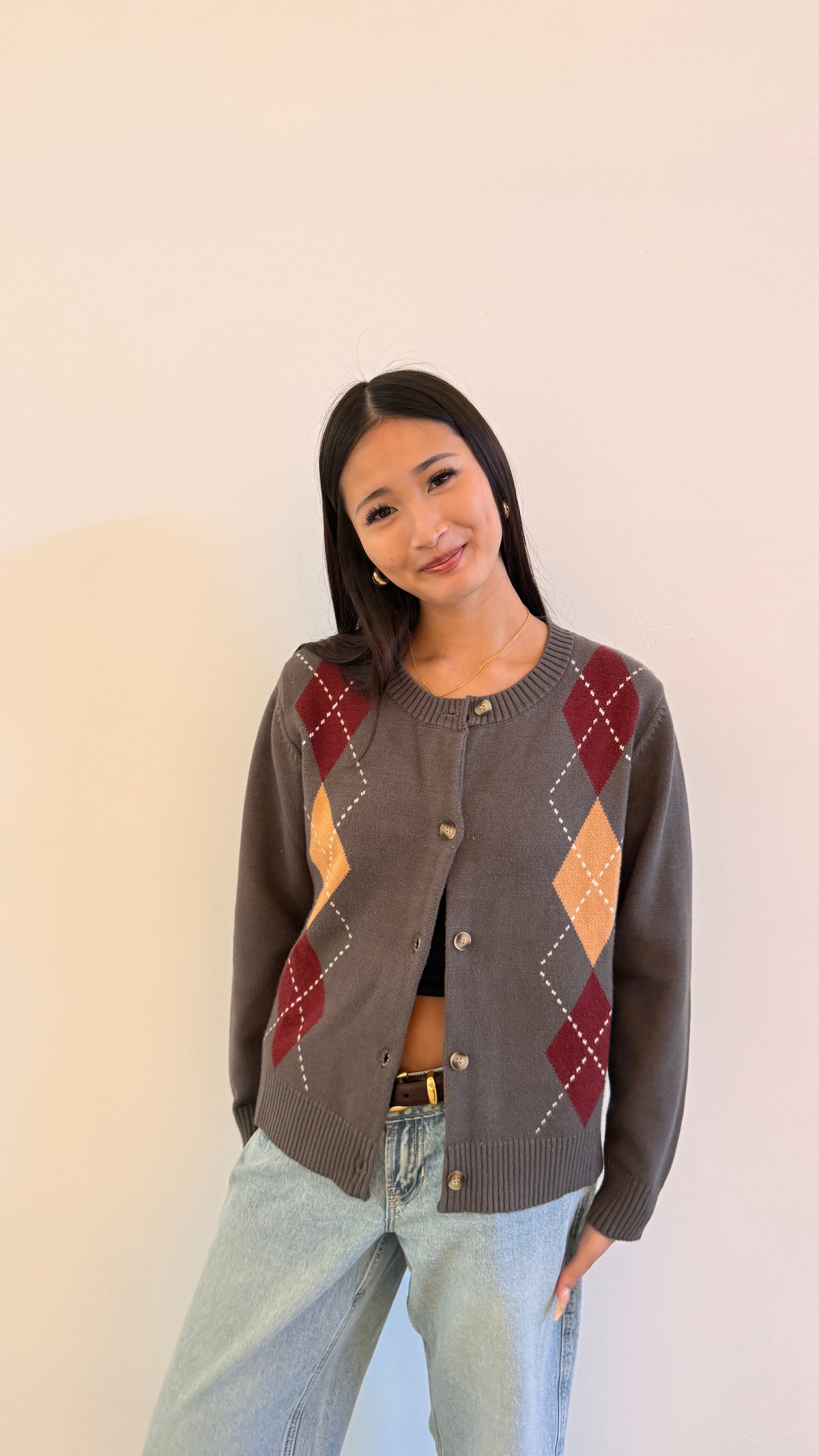 Soft Cloud 100% Cotton Waldorf Argyle Cardigan