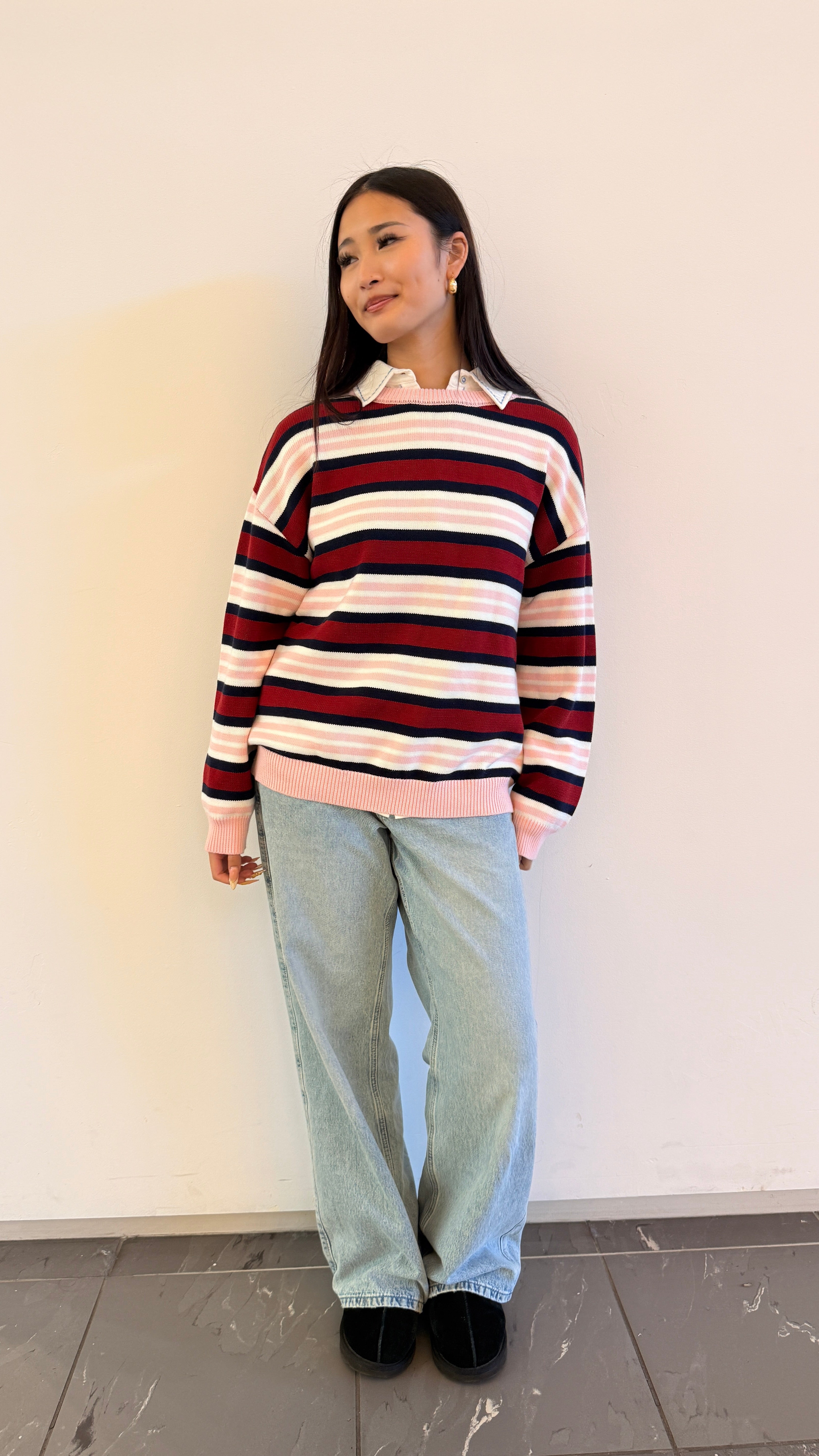 Soft Cloud 100% Cotton Strips Sweater