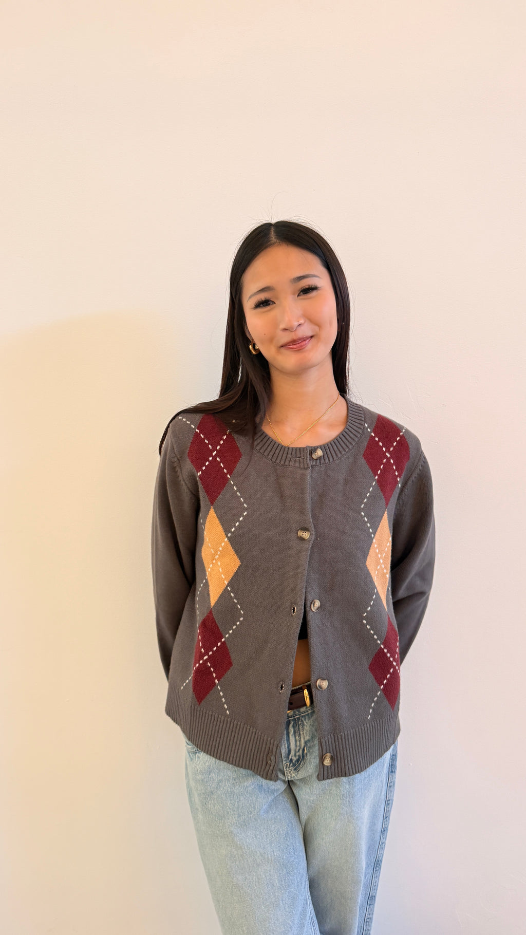 Soft Cloud 100% Cotton Waldorf Argyle Cardigan
