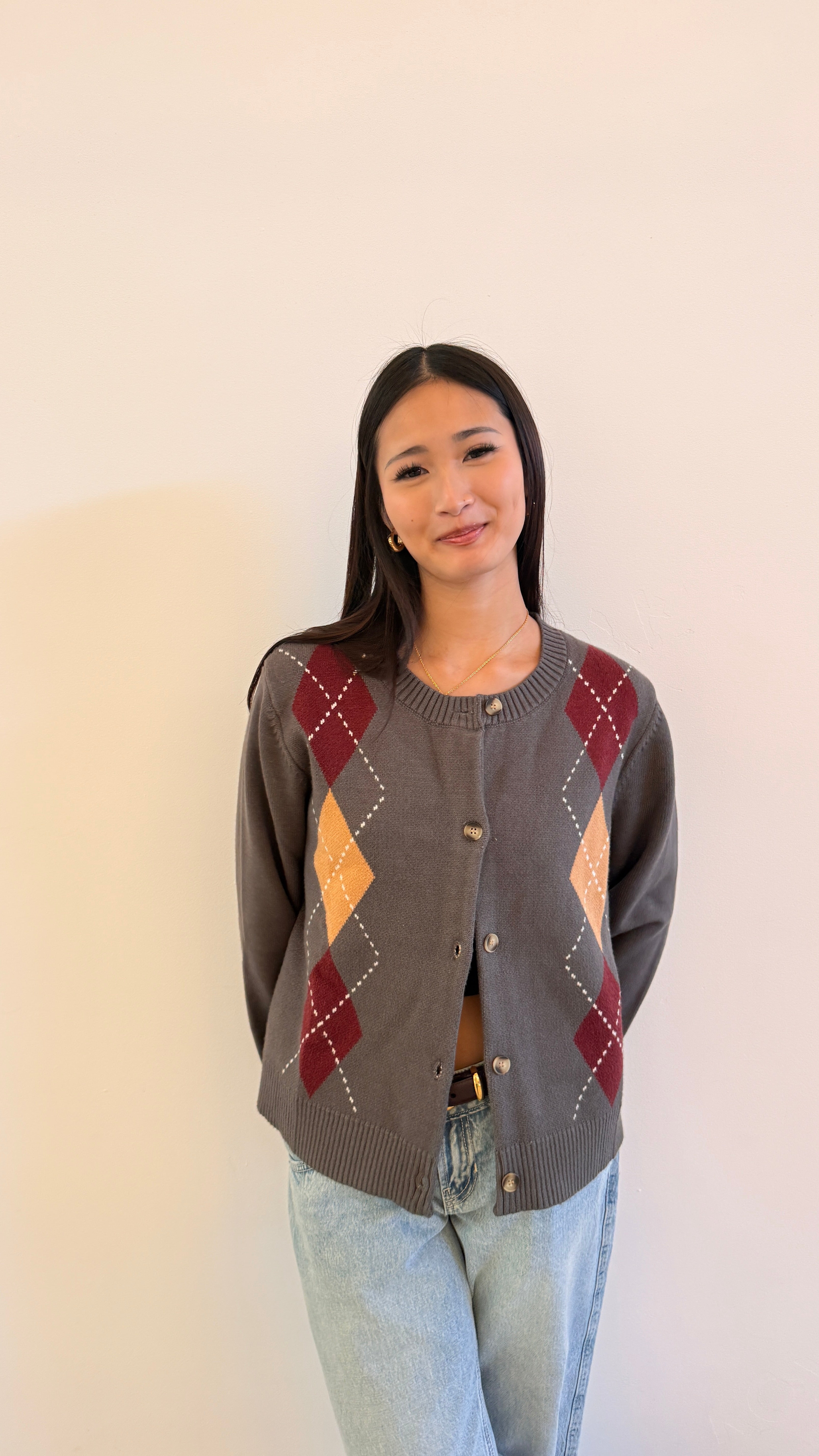 Soft Cloud 100% Cotton Waldorf Argyle Cardigan