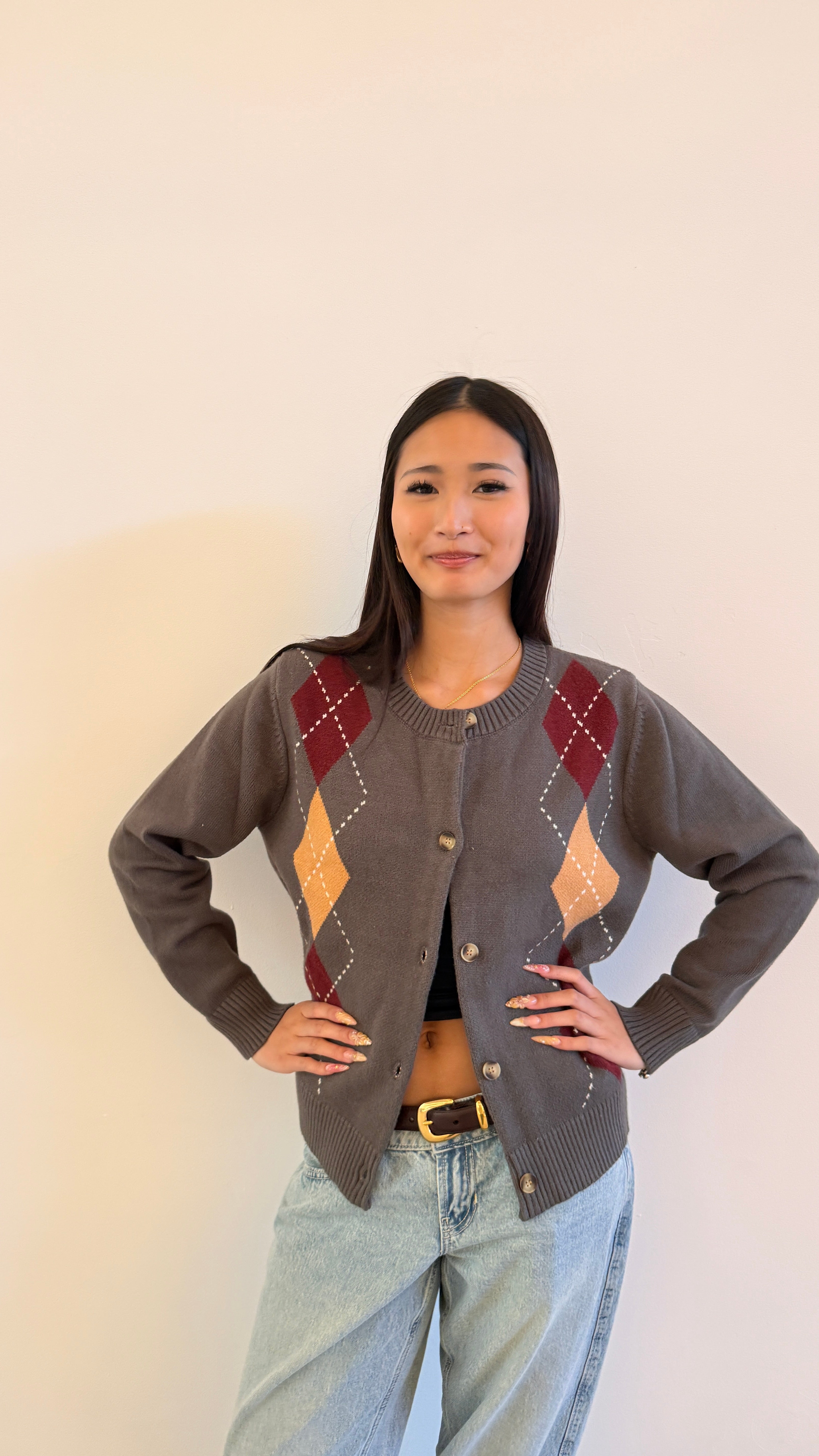 Soft Cloud 100% Cotton Waldorf Argyle Cardigan