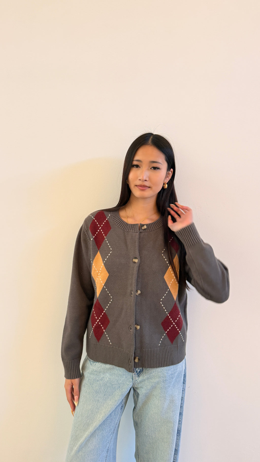 Soft Cloud 100% Cotton Waldorf Argyle Cardigan