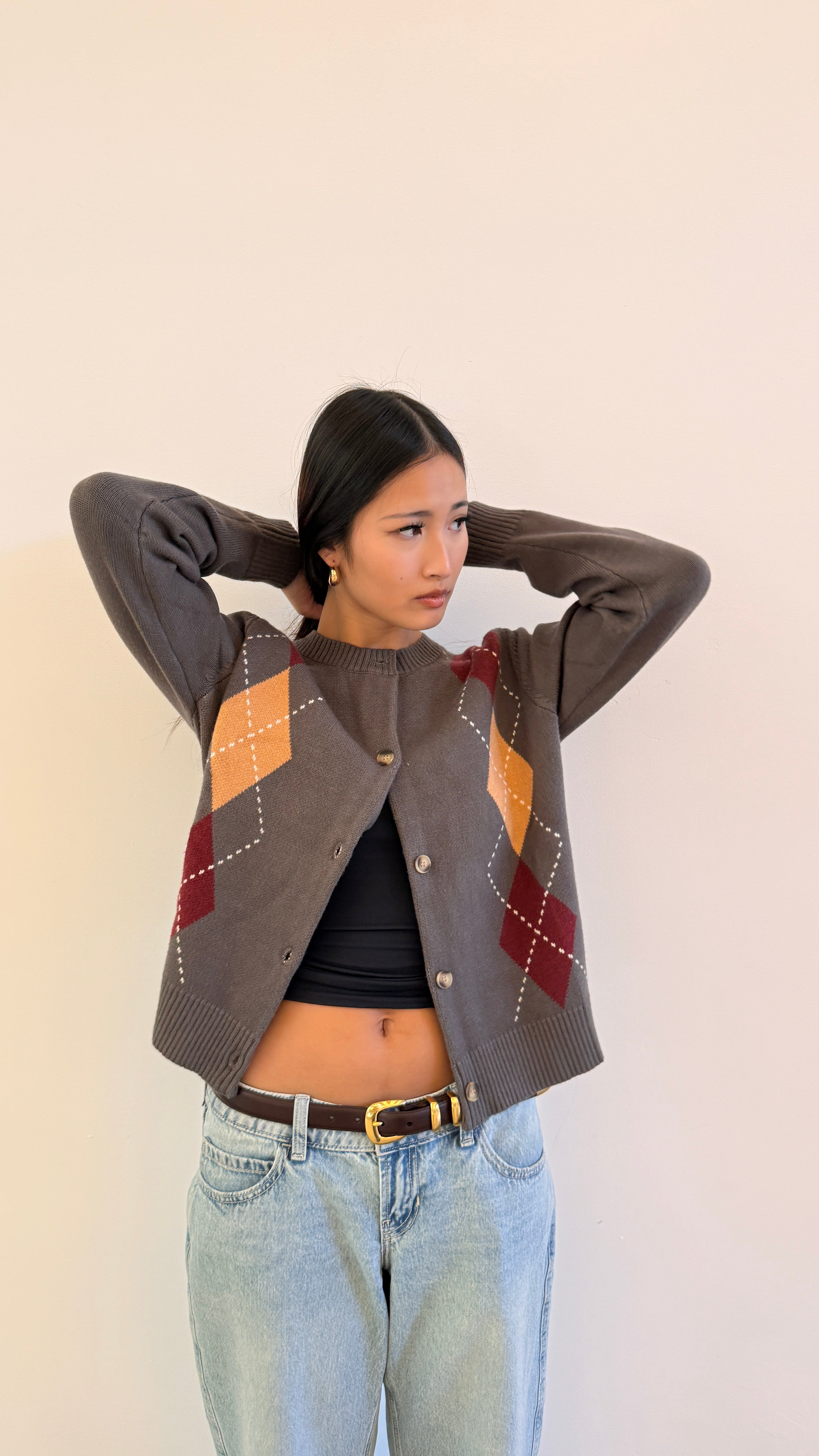 Soft Cloud 100% Cotton Waldorf Argyle Cardigan