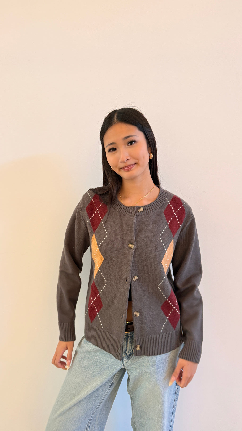 Soft Cloud 100% Cotton Waldorf Argyle Cardigan