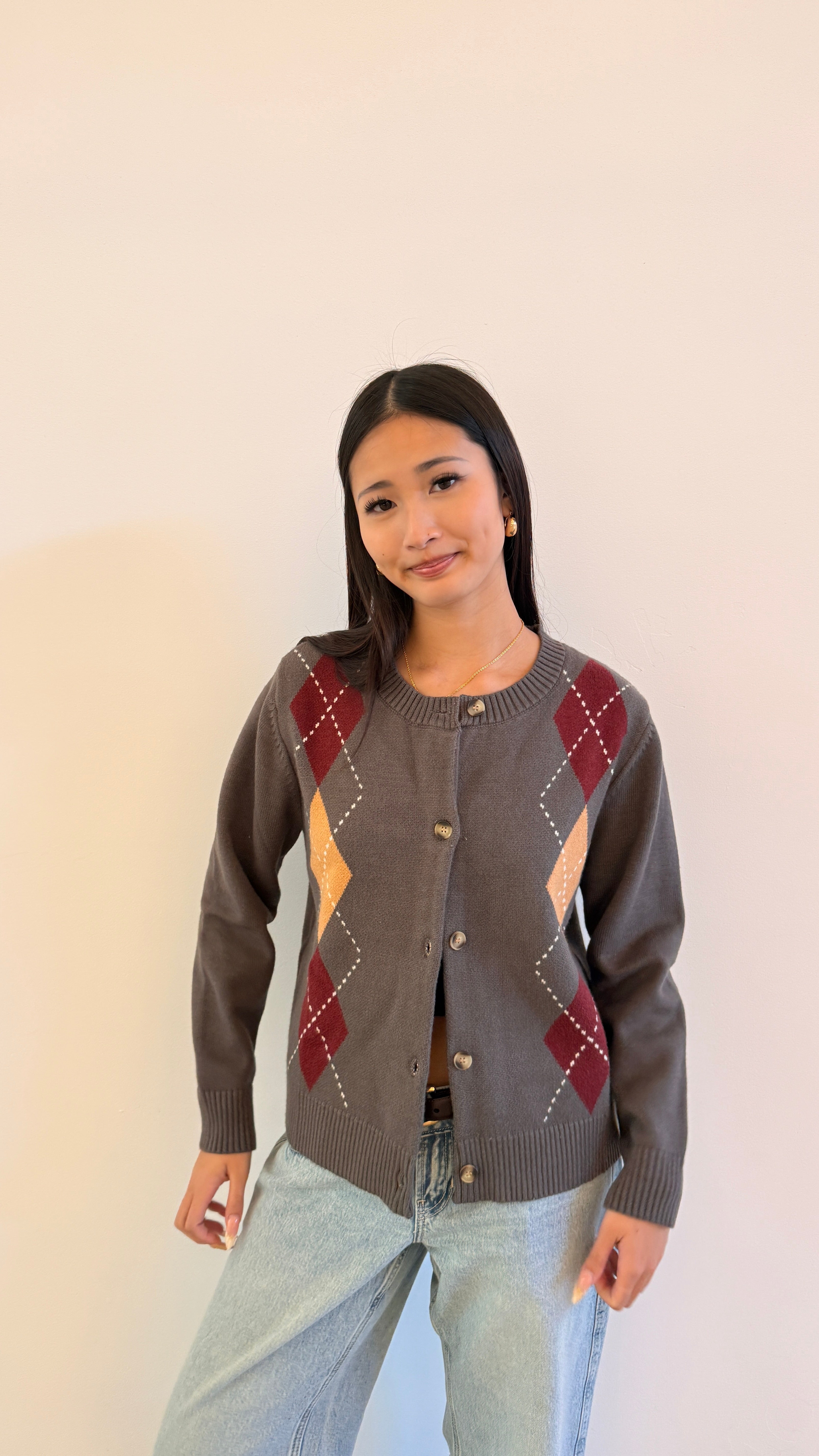 Soft Cloud 100% Cotton Waldorf Argyle Cardigan