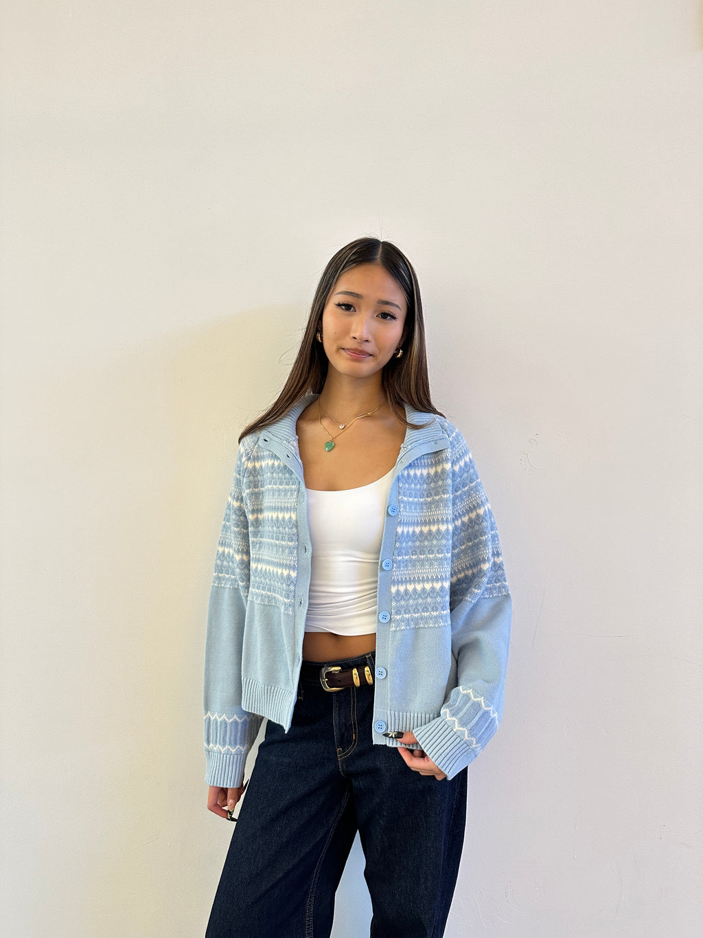 Soft Cloud 100% cotton Fair Isle Frozen Cardigan
