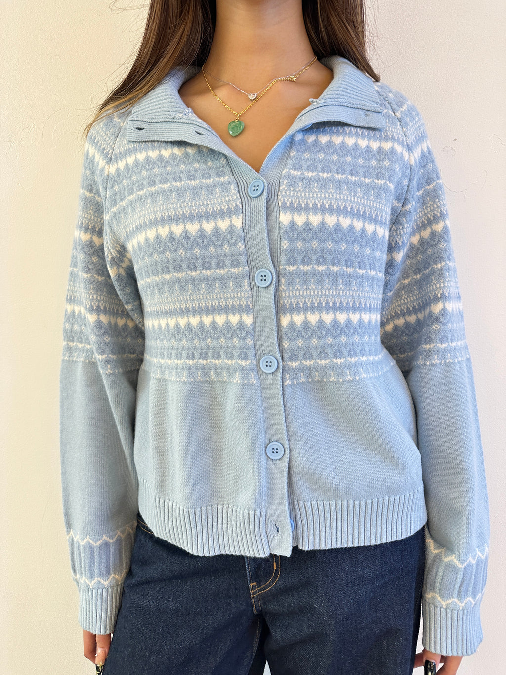 Soft Cloud 100% cotton Fair Isle Frozen Cardigan