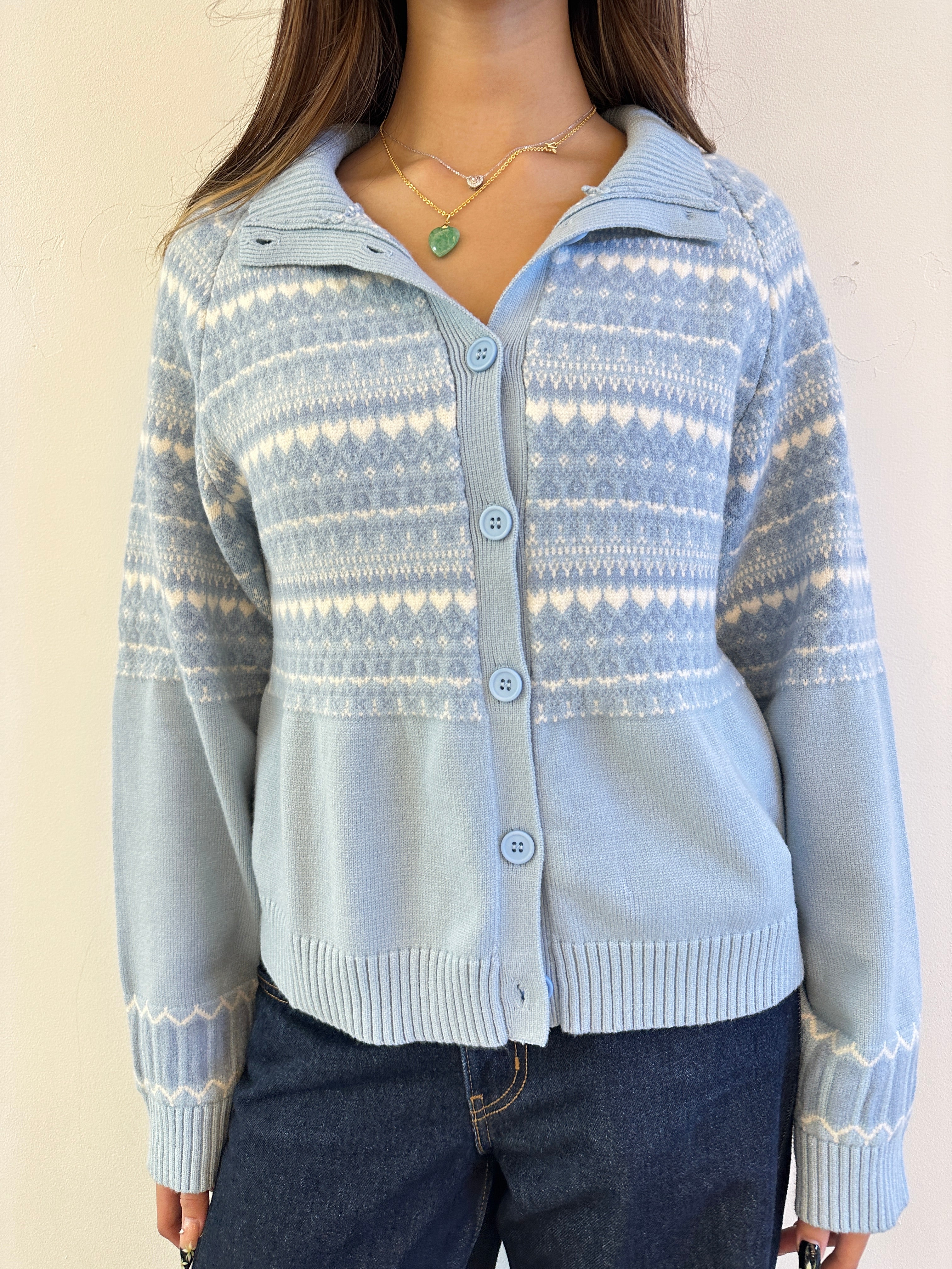 Soft Cloud 100% cotton Fair Isle Frozen Cardigan