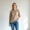 Bubble Tea Embroidered Oversized Long Sleeve T-Shirt – 100% Cotton 珍珠奶茶刺繡寬鬆長袖T恤