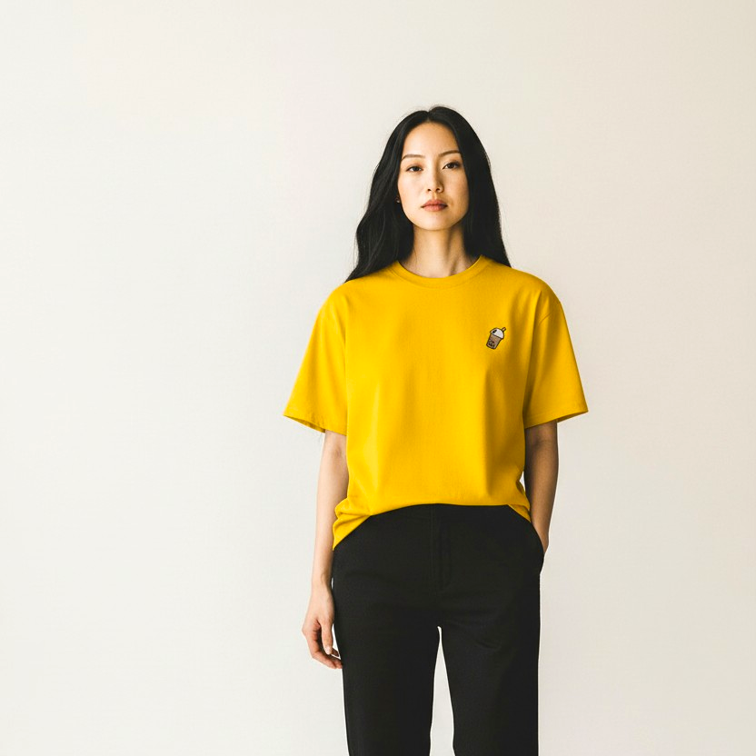 Bubble Tea Embroidered Unisex T-Shirt – 100% Cotton 珍珠奶茶刺繡中性T恤