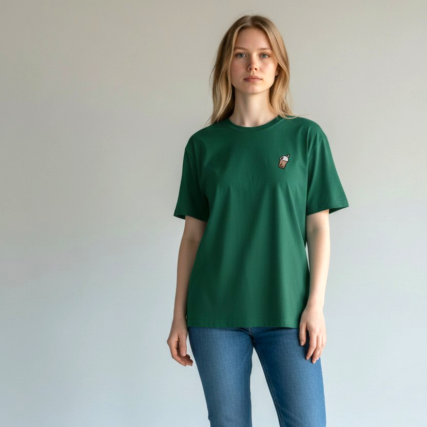 Bubble Tea Embroidered Unisex T-Shirt – 100% Cotton 珍珠奶茶刺繡中性T恤