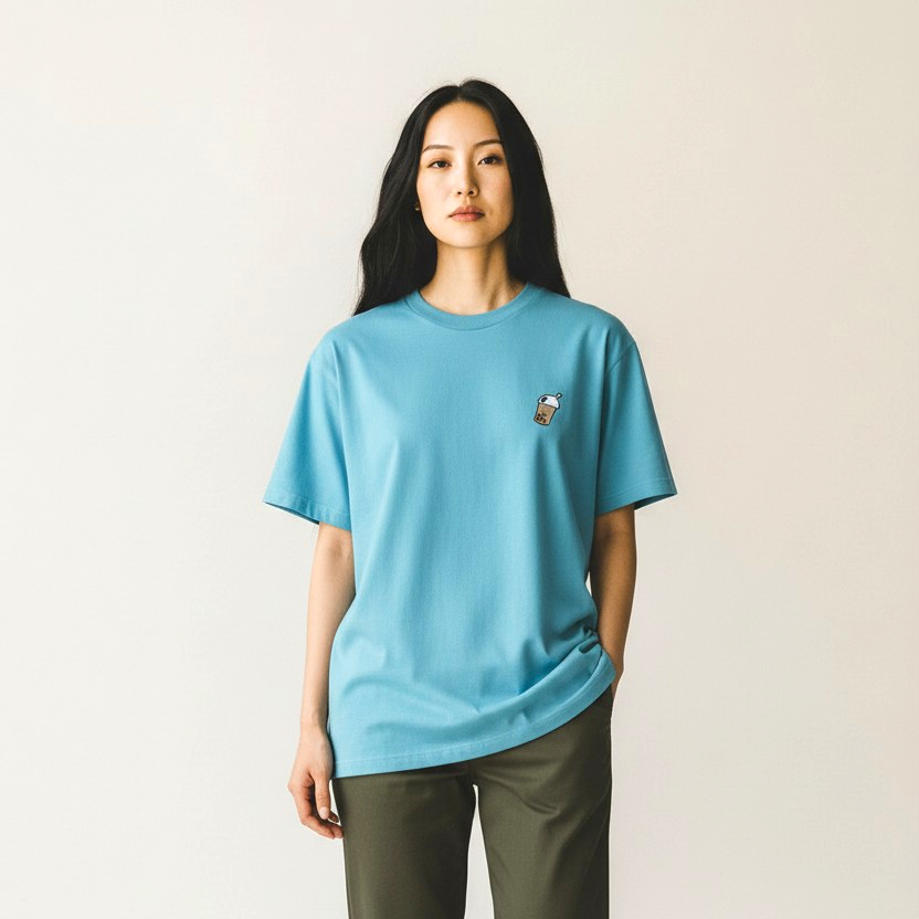 Bubble Tea Embroidered Unisex T-Shirt – 100% Cotton 珍珠奶茶刺繡中性T恤