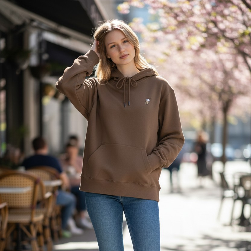 Bubble Tea Unisex Embroidered Hoodie – Anti-Pill, Fade-Resistant 珍珠奶茶刺繡連帽衫