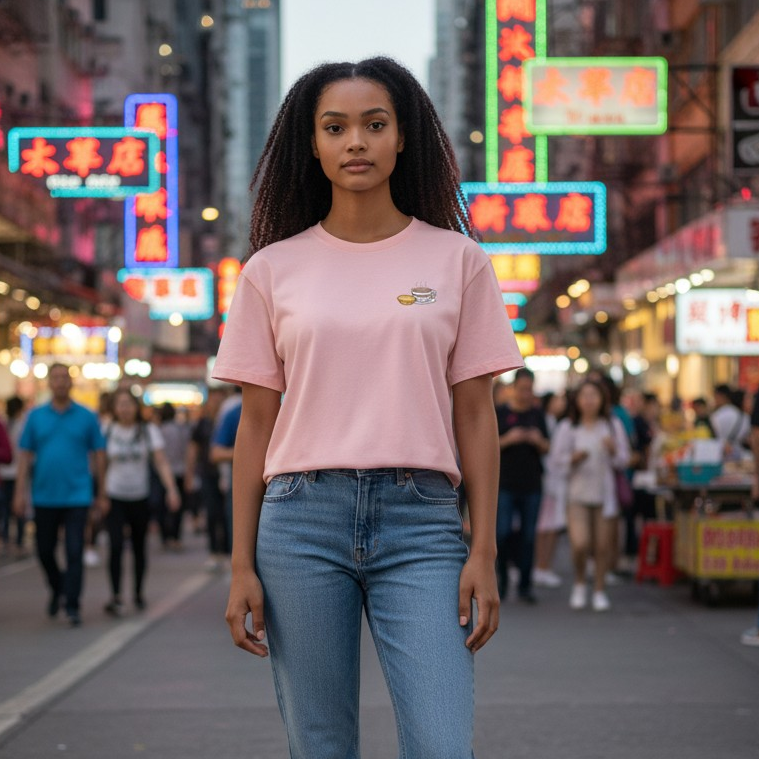 Egg Tart & Milk Tea Perfect Cut Crop T-Shirt 蛋撻・奶茶刺繡短版T恤