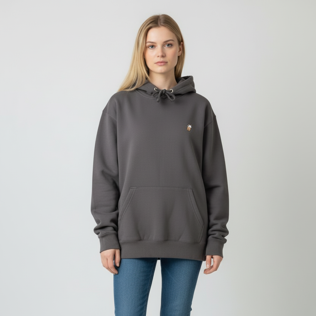 Bubble Tea Unisex Embroidered Fleece Hoodie – Anti-Pill, Fade-Resistant 珍珠奶茶刺繡抓毛連帽衫 "PRE-ORDER"