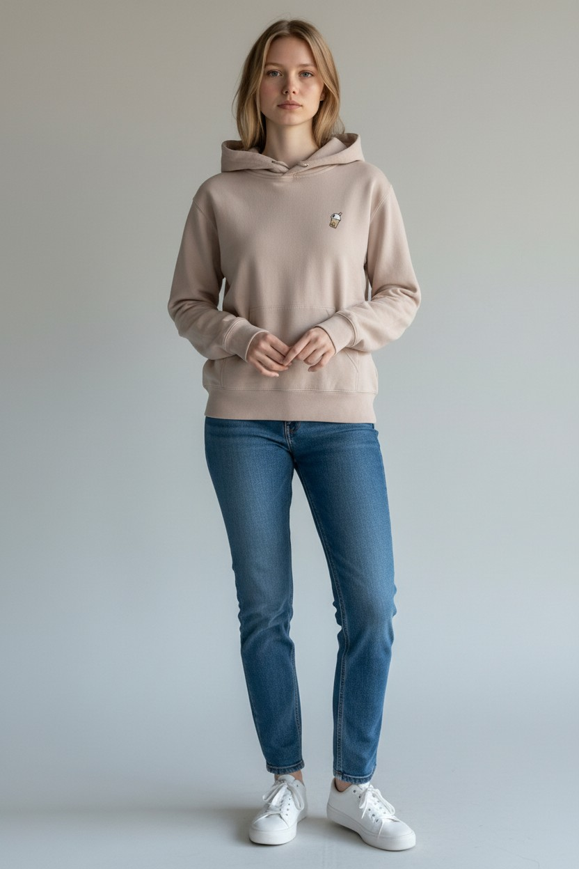 Bubble Tea Unisex Embroidered Fleece Hoodie – Anti-Pill, Fade-Resistant 珍珠奶茶刺繡抓毛連帽衫 "PRE-ORDER"