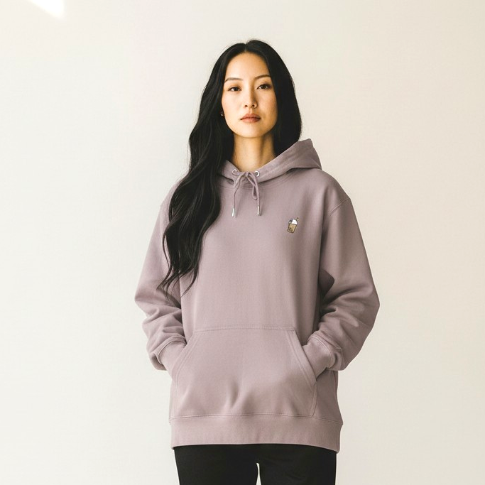 Bubble Tea Unisex Embroidered Fleece Hoodie – Anti-Pill, Fade-Resistant 珍珠奶茶刺繡抓毛連帽衫 "PRE-ORDER"