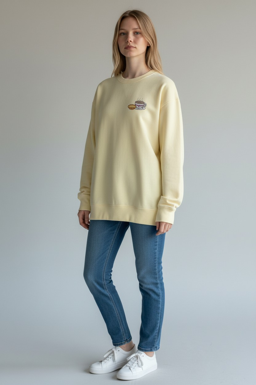 Egg tart and Milk tea soft lightweight cotton sweatshirt. No Fleece *Pre-order*