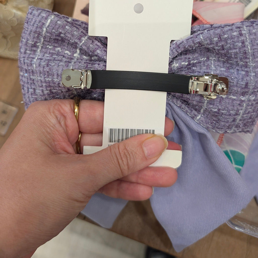 Lavender Tweed Bow Hair Clip