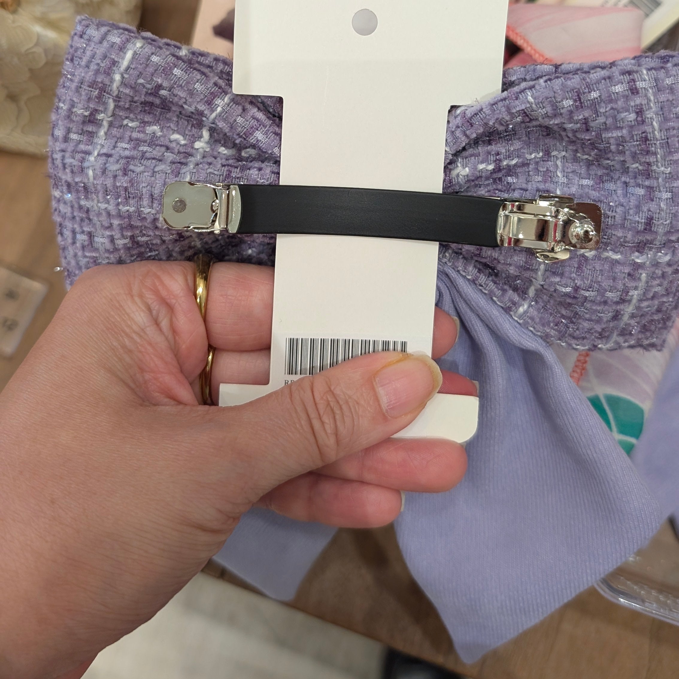 Lavender Tweed Bow Hair Clip