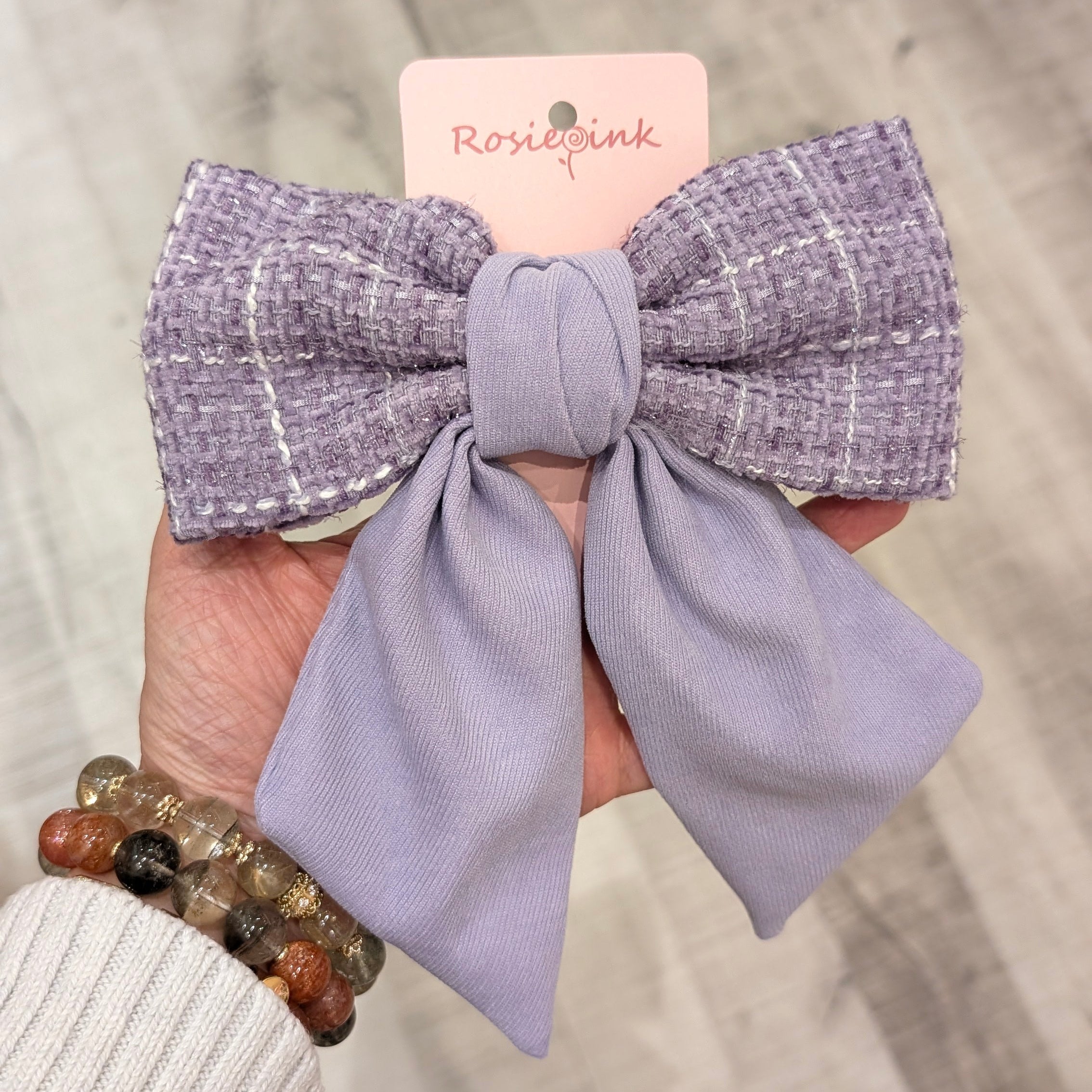 Lavender Tweed Bow Hair Clip