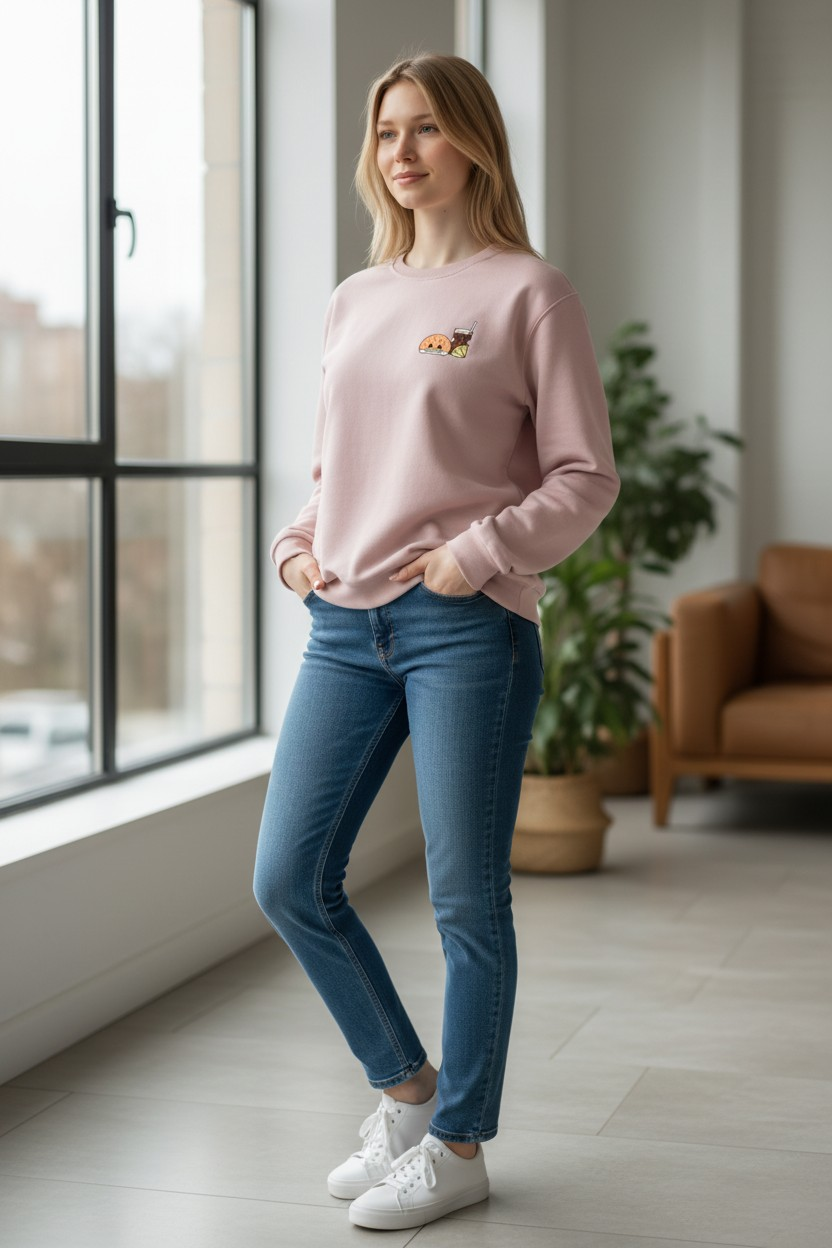 Pineapple Bun & Ice Lemon Tea Embroidered Sweatshirt – 100% Cotton 菠蘿包・凍檸茶刺繡衛衣