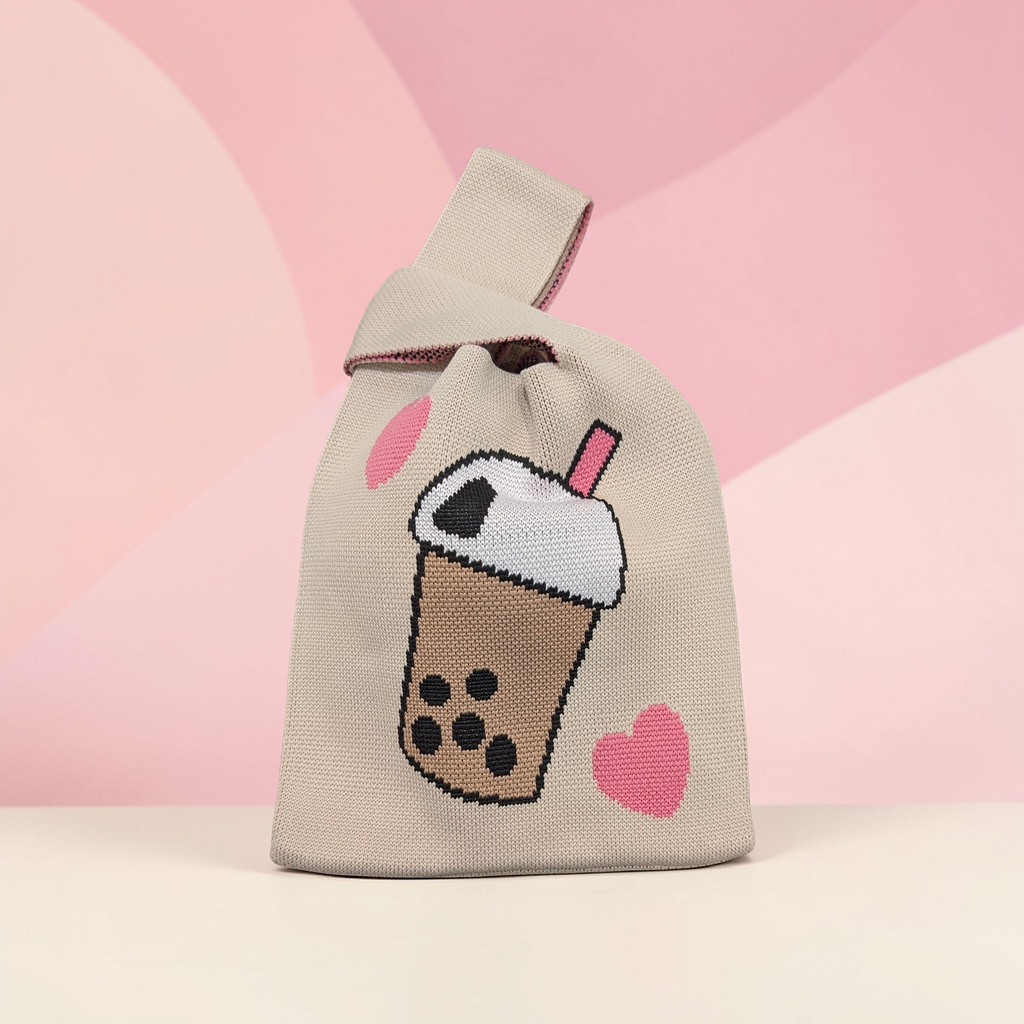 Rosiepink Bubble Tea Knit Bag 🧋